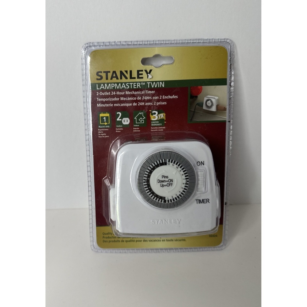 Stanley‎ Lamp Master Twin Outlet Timer With Multiple On/Off Settings 56404 NEW